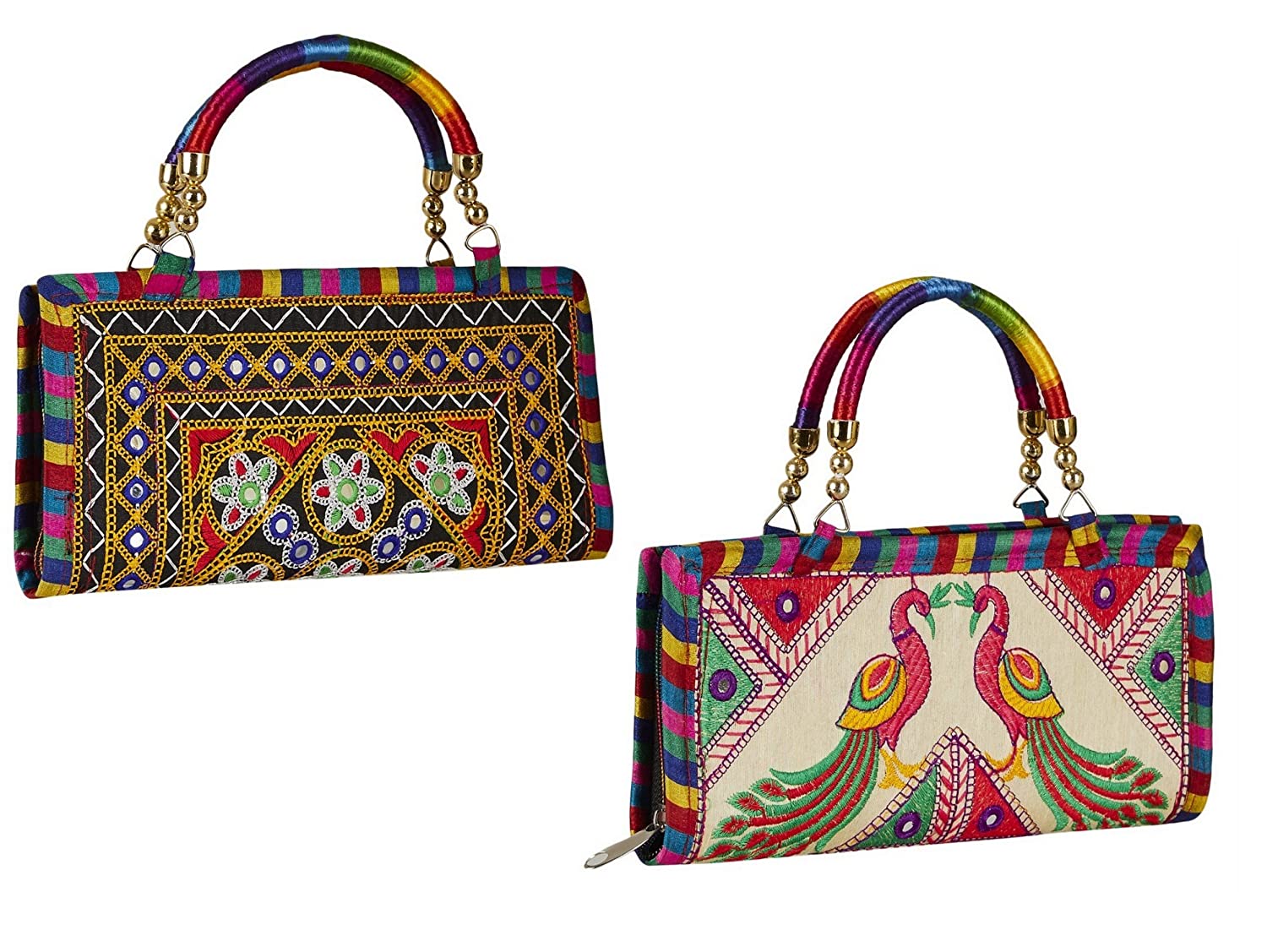 Handicraft womens Rajasthani Multicolor Matka Handbag - Taajoo