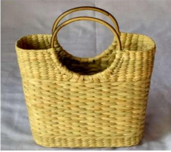 Kauna Grass Hand Bag with round cane Handles (EKG046) - ETHICA ONLINE